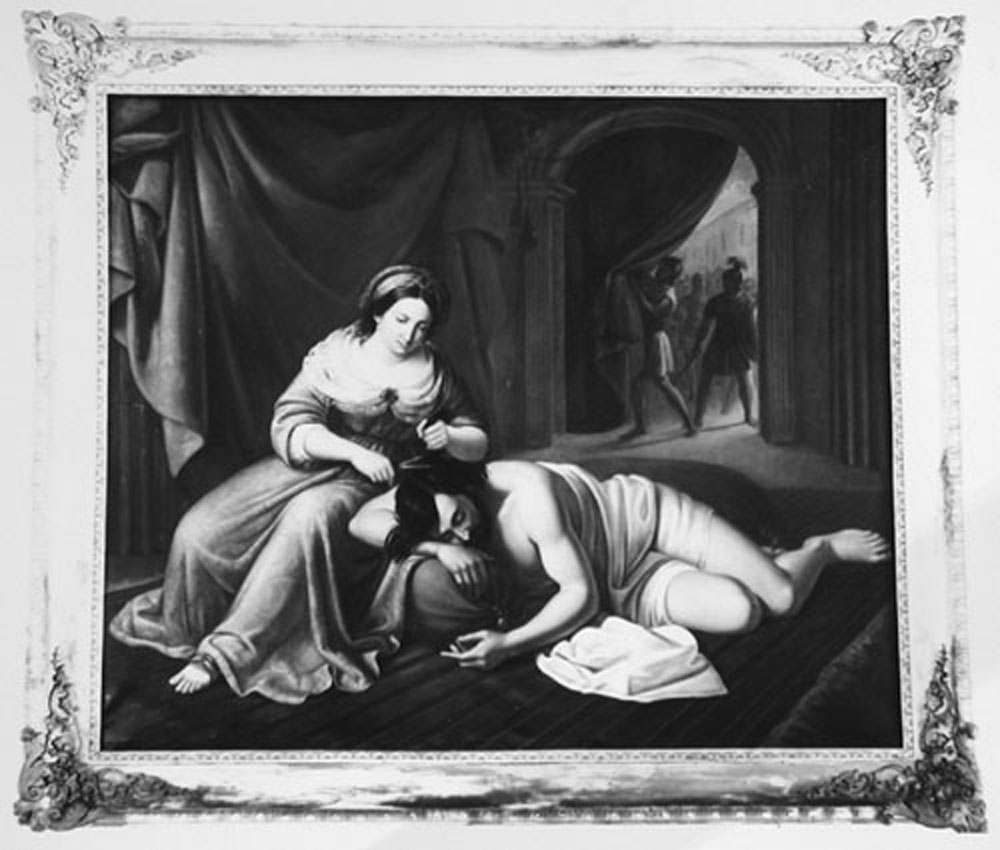 Dalila taglia le trecce di Sansone (dipinto) di Martorelli Giuseppe (sec. XIX)