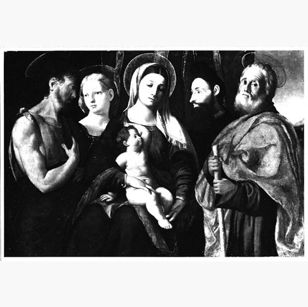 Madonna con Bambino e Santi (dipinto) di Luteri Giovanni detto Dosso Dossi (sec. XVI)