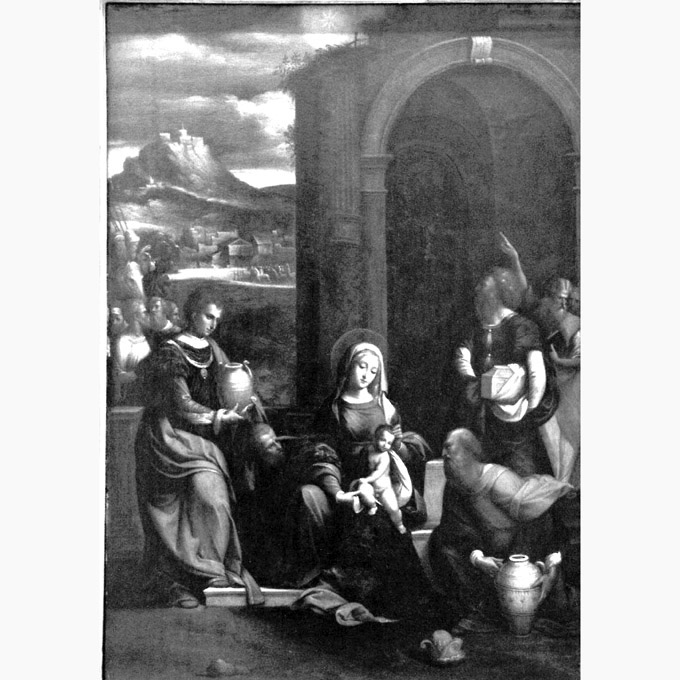 adorazione dei Re Magi (dipinto) di Tisi Benvenuto detto Garofalo (bottega) (sec. XVI)
