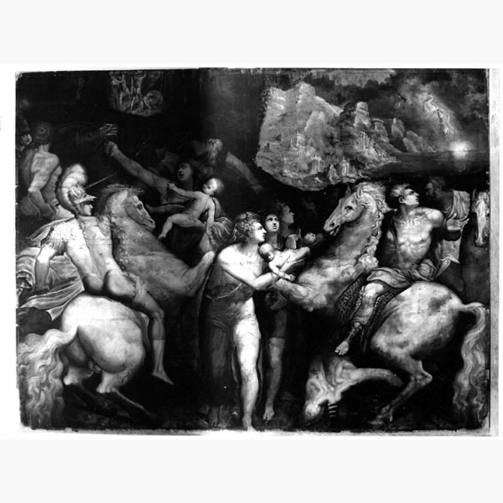 scena di battaglia (dipinto) di Mirola Girolamo (sec. XVI)