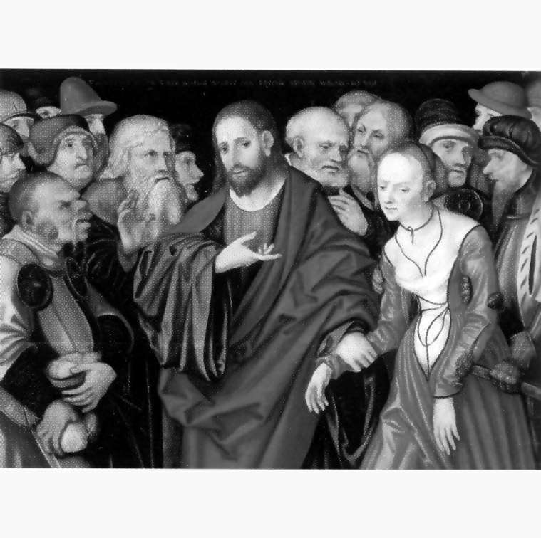 Cristo e l'adultera (dipinto) di Cranach Lucas (sec. XVI)