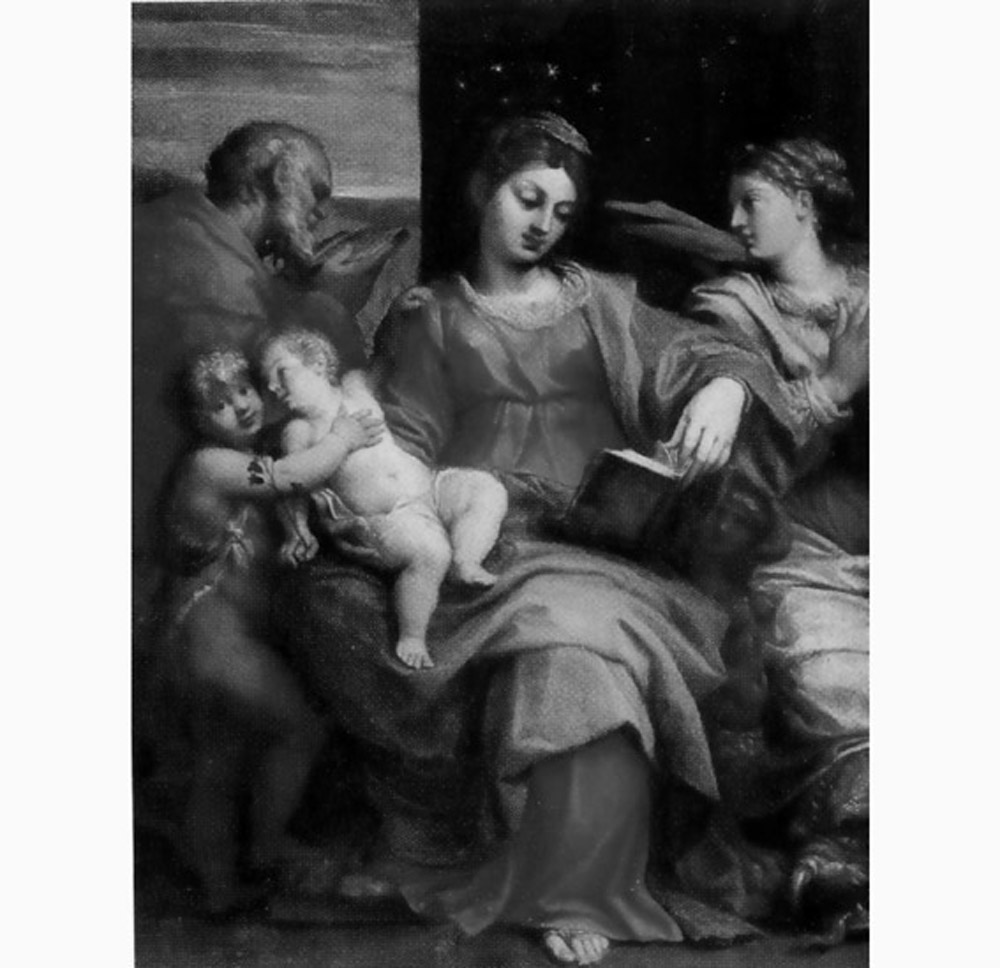 Sacra Famiglia (dipinto, opera isolata) di Carracci Agostino (inizio sec. XVII)