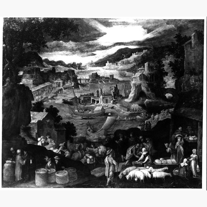 paesaggio (dipinto, opera isolata) - ambito fiammingo (fine sec. XVI)