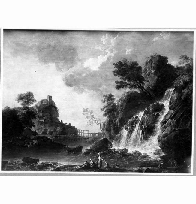 paesaggio con cascata (dipinto, opera isolata) di Bonavia Carlo (sec. XVIII)