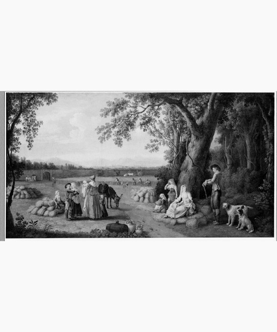 scena campestre con figure (dipinto, serie) di Hackert Philipp (sec. XVIII)