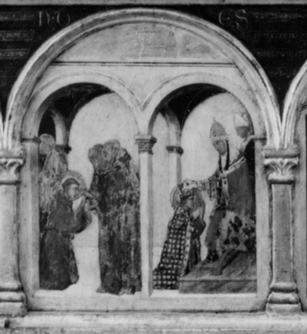 San Ludovico di Tolosa viene incoronato vescovo (dipinto, elemento d'insieme) di Martini Simone (sec. XIV)