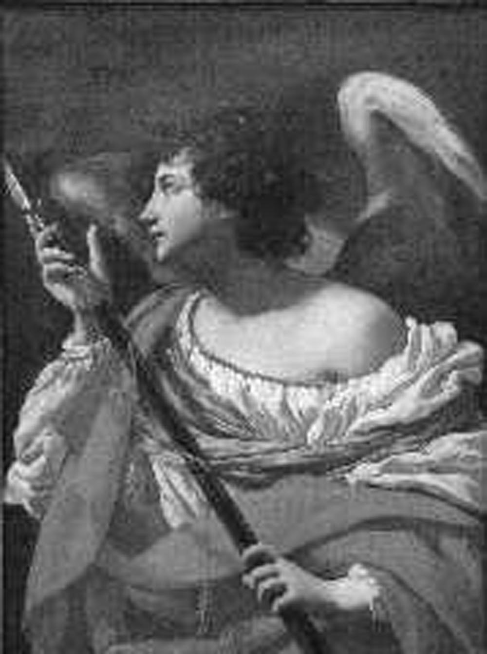 angelo con strumento della passione: lancia (dipinto) di Vouet Simon (sec. XVII)
