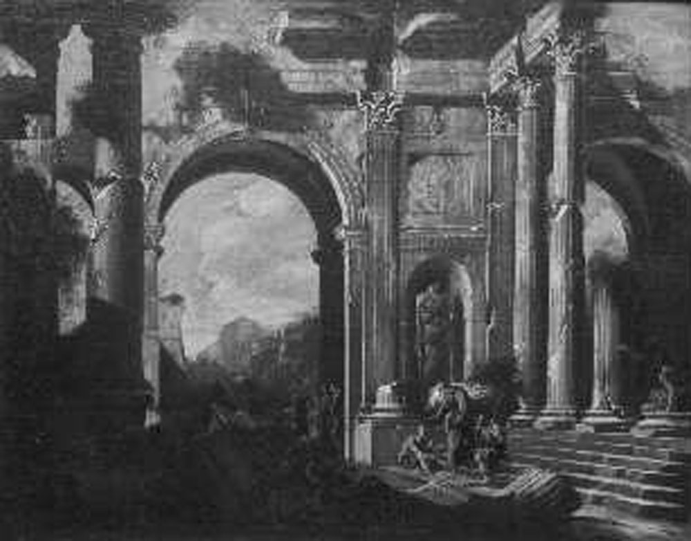 paesaggio con architetture (dipinto) di Gargiulo Domenico detto Micco Spadaro (sec. XVII)