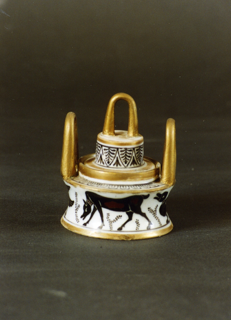 figure egizie (vasetto) - manifattura Giustiniani (sec. XIX)