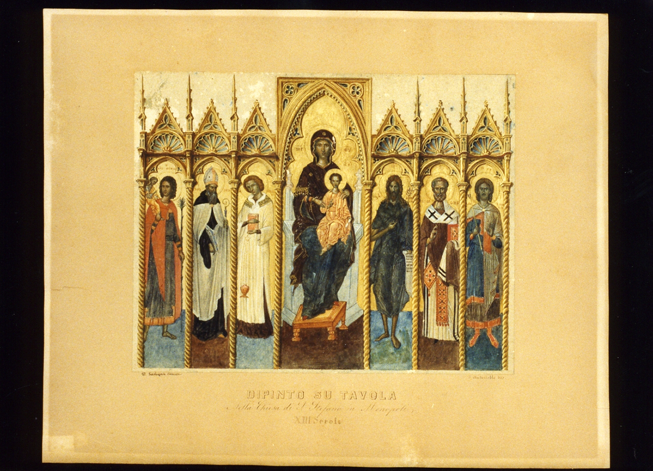 Madonna in trono e Santi (dipinto) di Autoriello Francesco (sec. XIX)