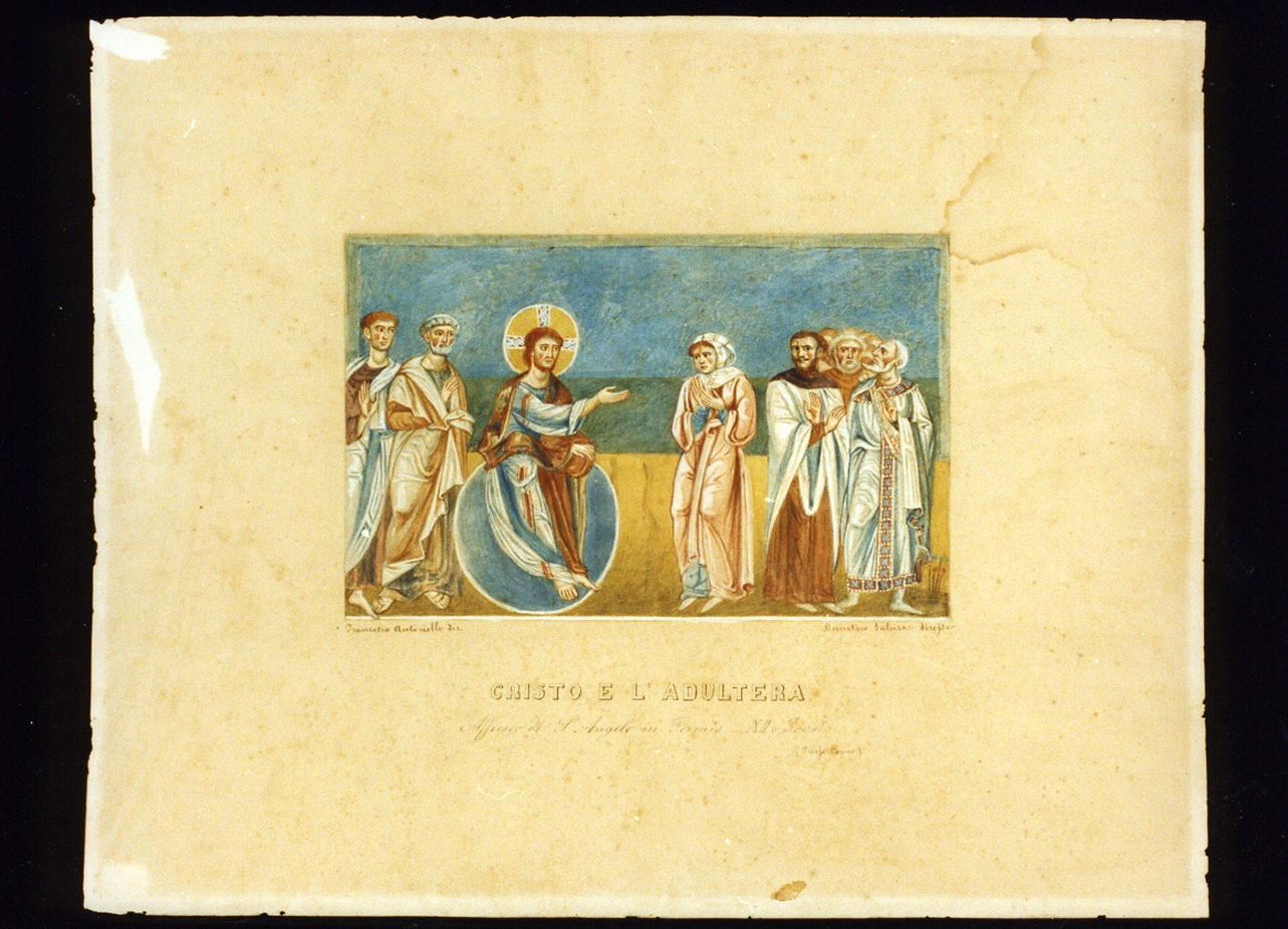 Cristo e l'adultera (dipinto) di Autoriello Francesco (sec. XIX)