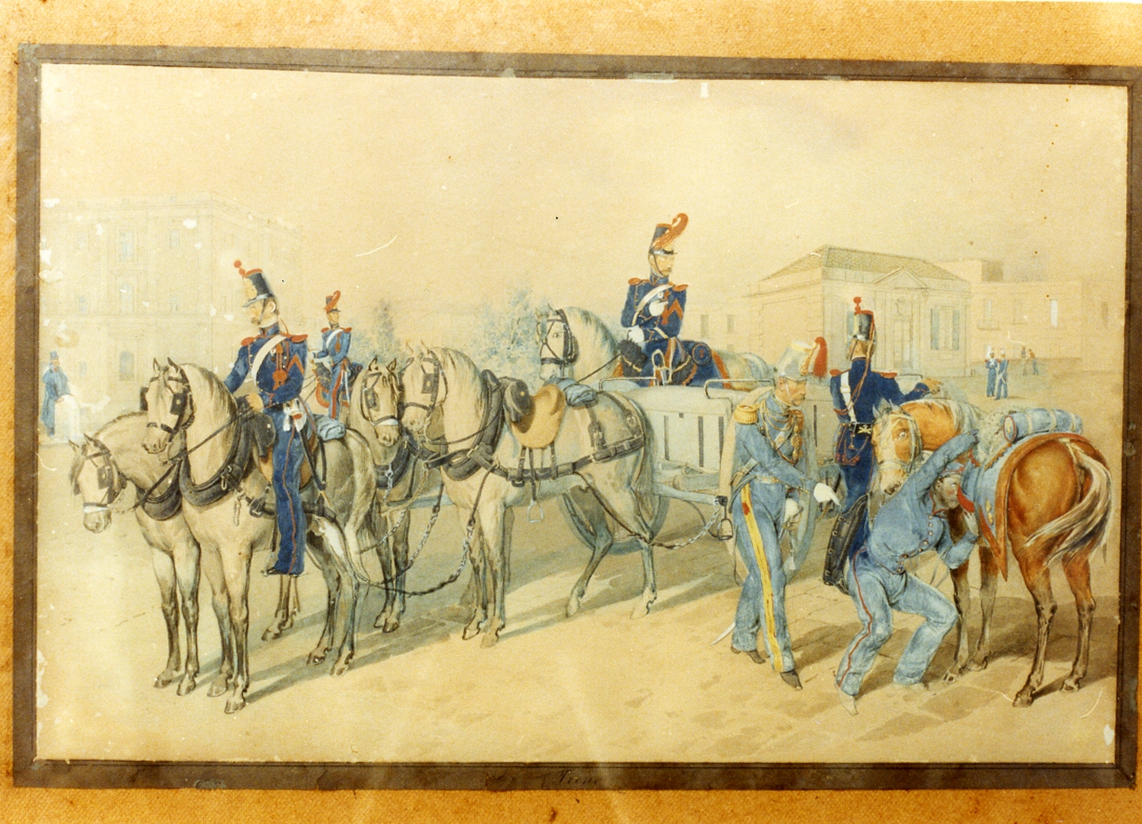 militari dell'esercito borbonico (dipinto) di Aloja Gennaro (sec. XIX)