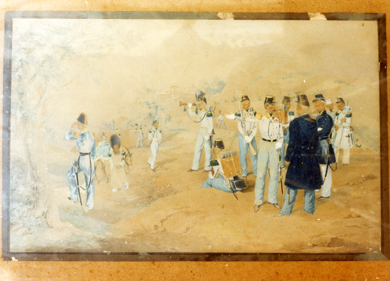 militari dell'esercito borbonico (dipinto) di Aloja Gennaro (sec. XIX)