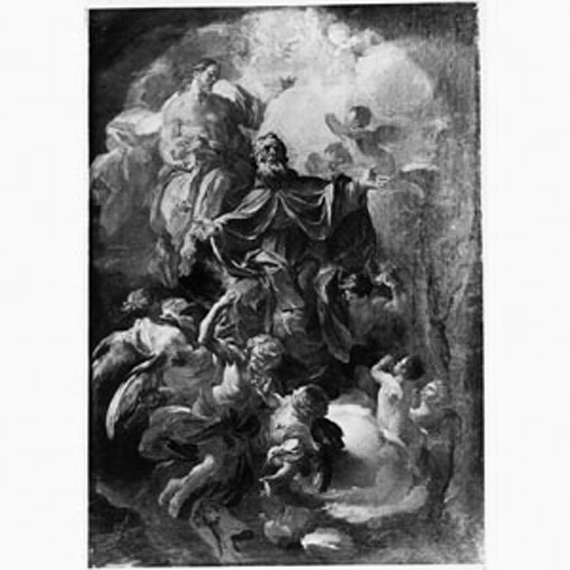 cristo incorona il beato pietro da siena (dipinto, opera isolata) di Vaccaro Domenico Antonio (inizio sec. XVIII)