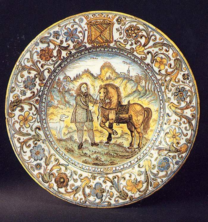 giovane guerriero (piatto, opera isolata) di Grue Francesco (prima metà sec. XVII)