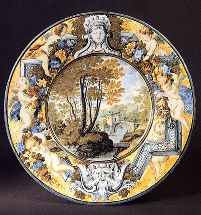 paesaggio (piatto) di Grue Carlo Antonio (sec. XVII)