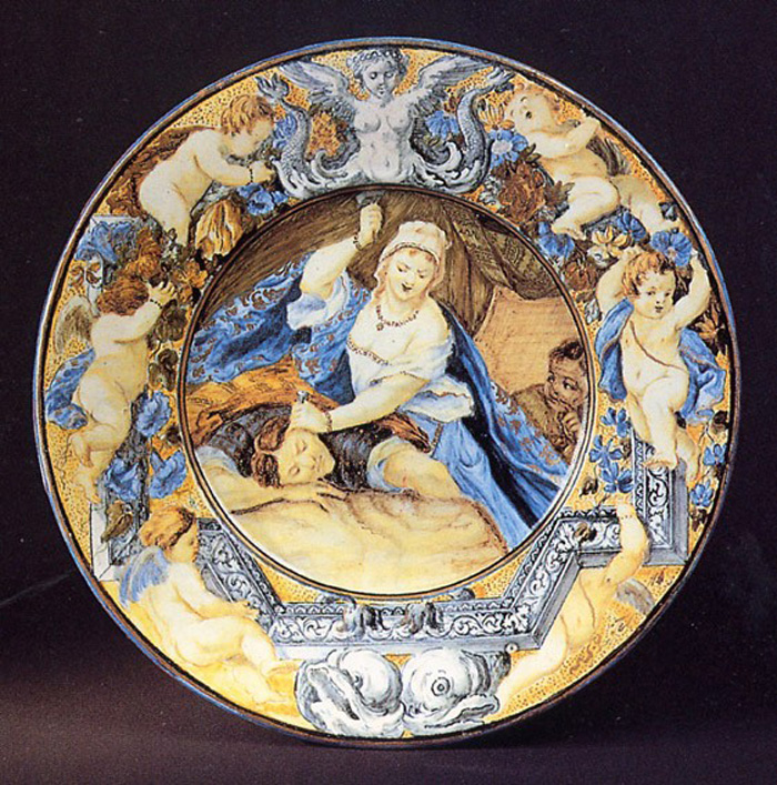 Giaele uccide Sisara (piatto) di Grue Carlo Antonio (sec. XVII)