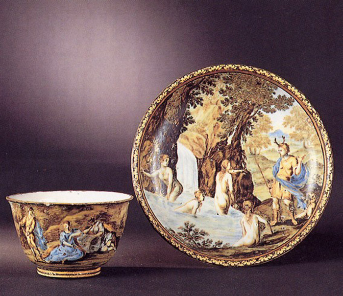 paesaggio (tazza) di Grue Carlo Antonio (sec. XVII)