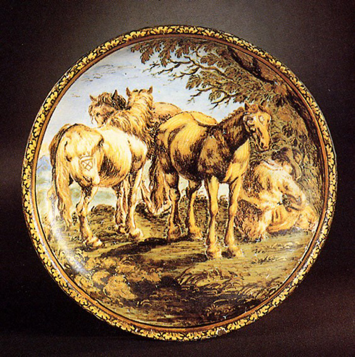 paesaggio (piattino) di Grue Carlo Antonio (sec. XVII)