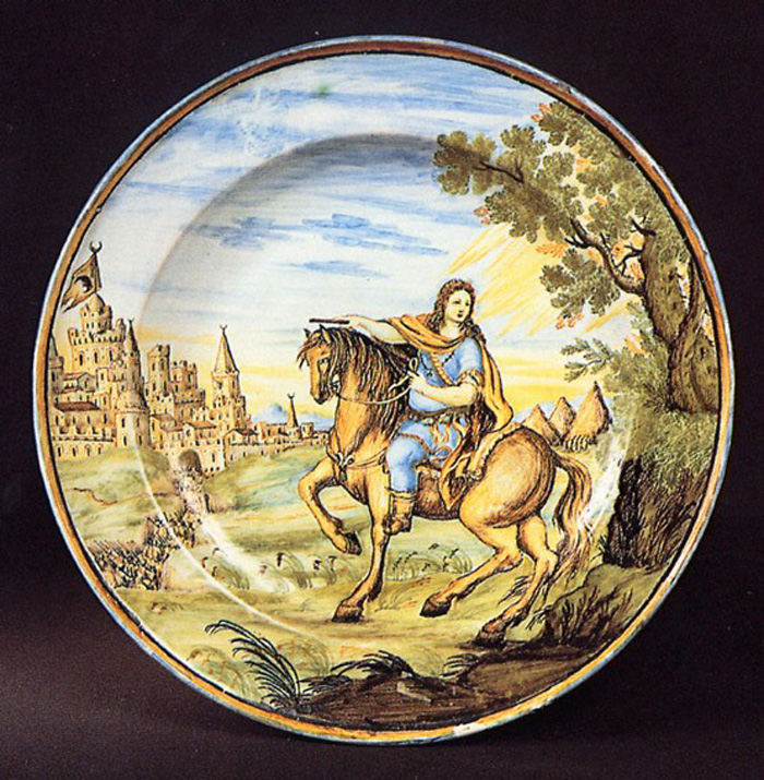 figura maschile (piattino, opera isolata) di Grue Francesco Antonio Saverio (primo quarto sec. XVIII)