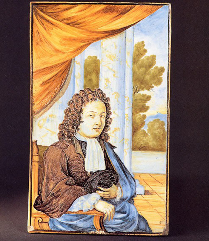 ritratto d'uomo (mattonella, opera isolata) di Grue Francesco Antonio Saverio (sec. XVIII)