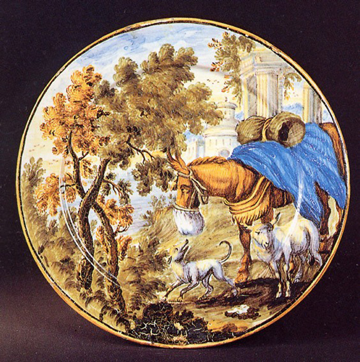 paesaggio (piattino) di Grue Aurelio (prima metà sec. XVIII)