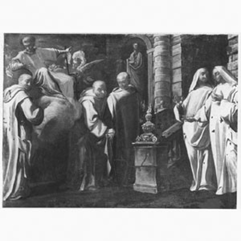 apparizione di San Lorenzo ai monaci certosini (dipinto, opera isolata) di Malinconico Nicola (sec. XVIII)