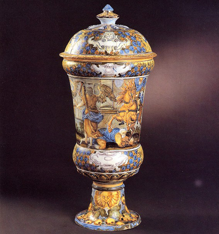 cacciata di Eliodoro dal tempio (vaso, elemento d'insieme) di Grue Francesco Saverio di Giovanni (prima metà sec. XVIII)
