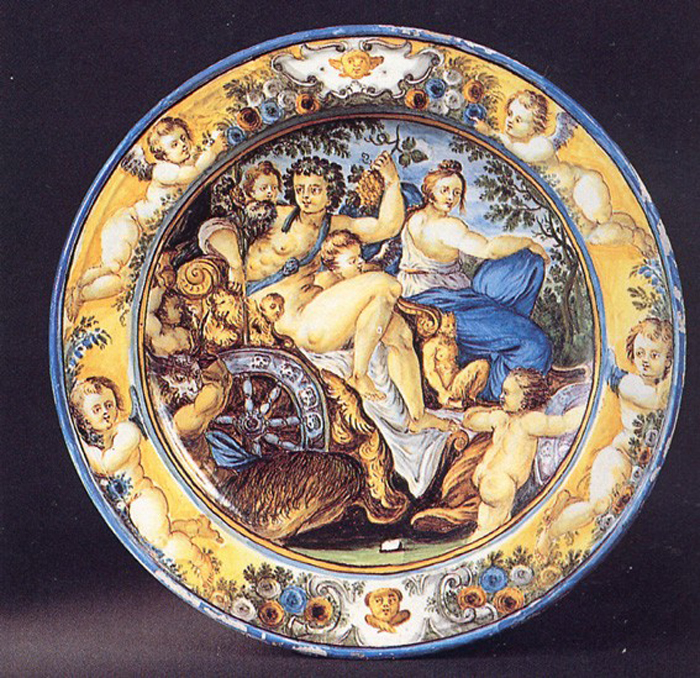 trionfo di Bacco e Arianna (piatto) di Grue Francesco Saverio di Giovanni (prima metà sec. XVIII)