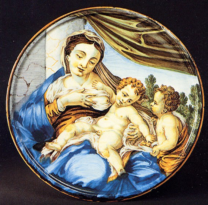 Madonna con Bambino e San Giovannino (piatto) di Gentili Carmine (prima metà sec. XVIII)