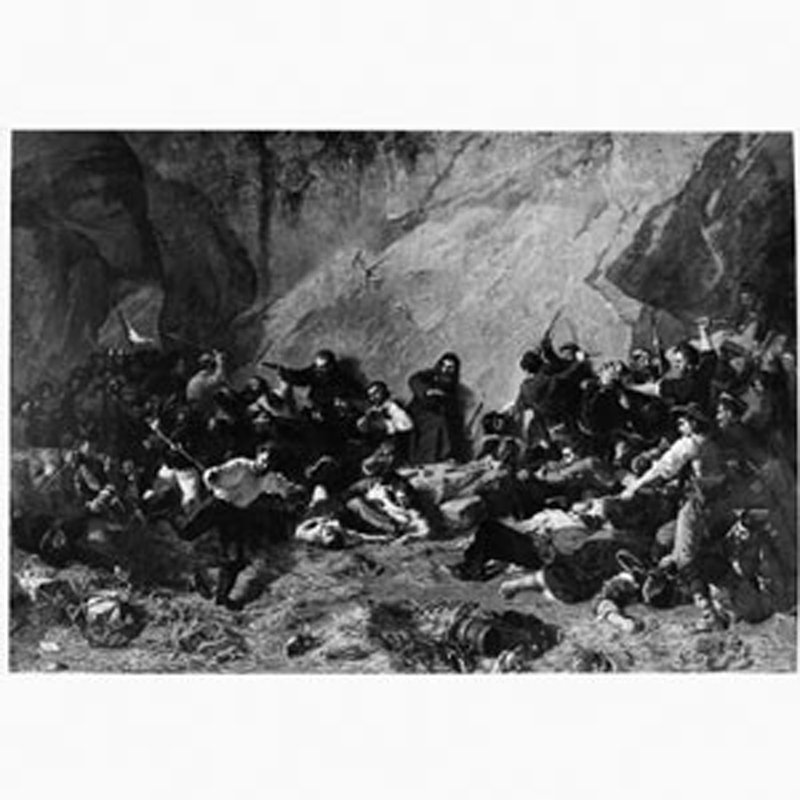 i bersaglieri e la guardia nazionale salvano le donne rapite dalla banda giorgi e lagrange (dipinto) di Sagliano Francesco (sec. XIX)