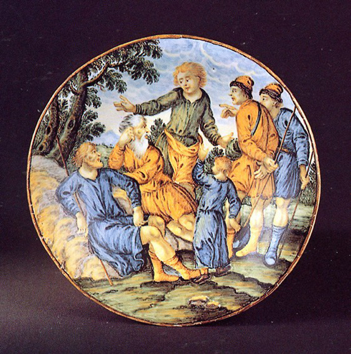 scena biblica (piattino) di Gentili Carmine (prima metà sec. XVIII)