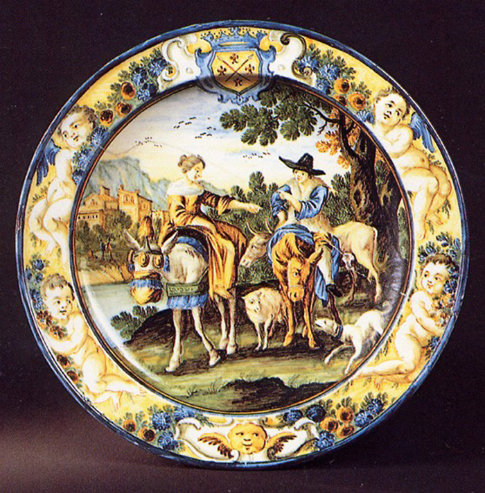 scena campestre con figure (piatto) di Gentili Carmine (prima metà sec. XVIII)
