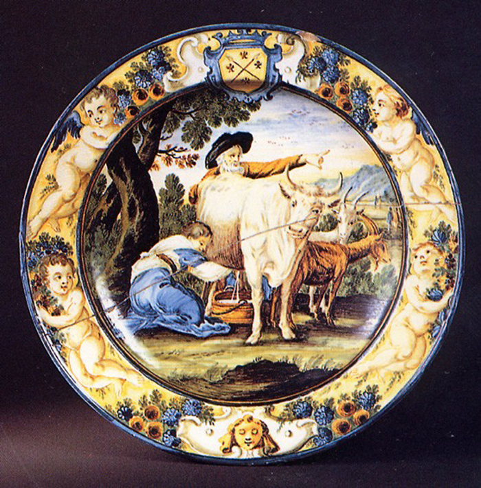 scena campestre (piatto) di Gentili Carmine (prima metà sec. XVIII)