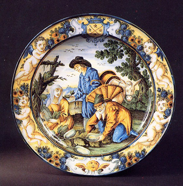 scena campestre con figure (piatto) di Gentili Carmine (prima metà sec. XVIII)