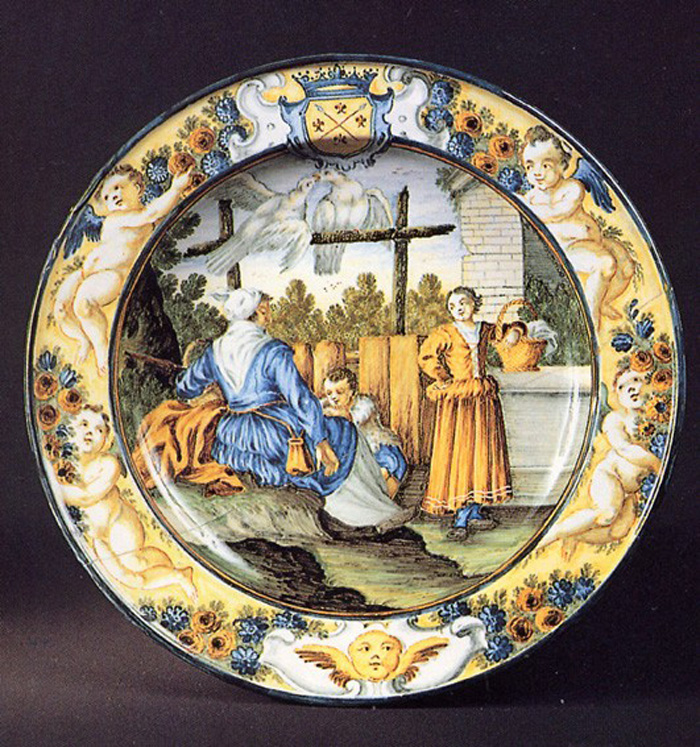 scena campestre con figure (piatto) di Gentili Carmine (prima metà sec. XVIII)