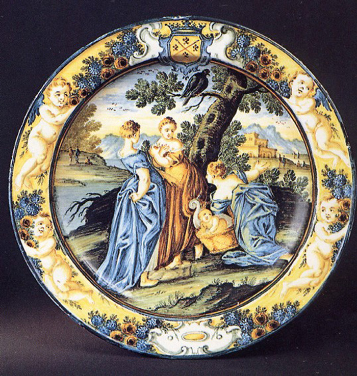 Mosè salvato dalle acque (piatto) di Gentili Carmine (prima metà sec. XVIII)