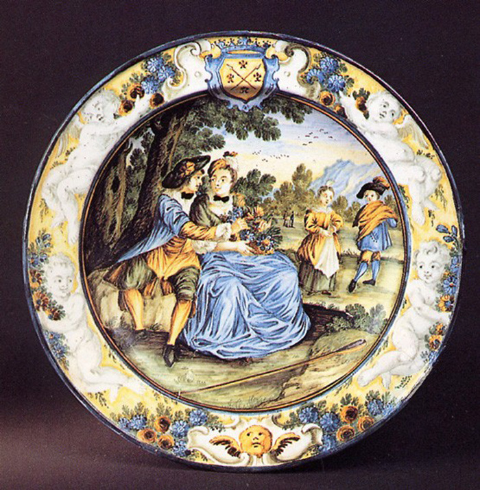 scena campestre con figure (piatto) di Gentili Carmine (prima metà sec. XVIII)
