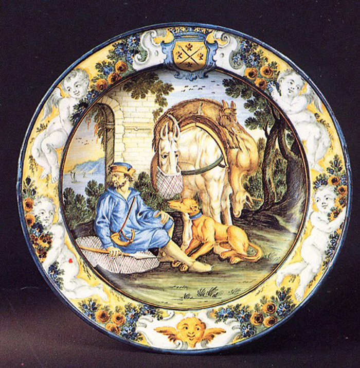 scena di caccia (piatto) di Gentili Carmine (prima metà sec. XVIII)