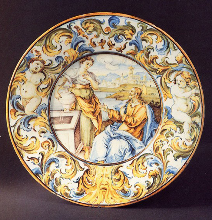 Cristo e la samaritana (piatto) di Gentili Carmine (prima metà sec. XVIII)