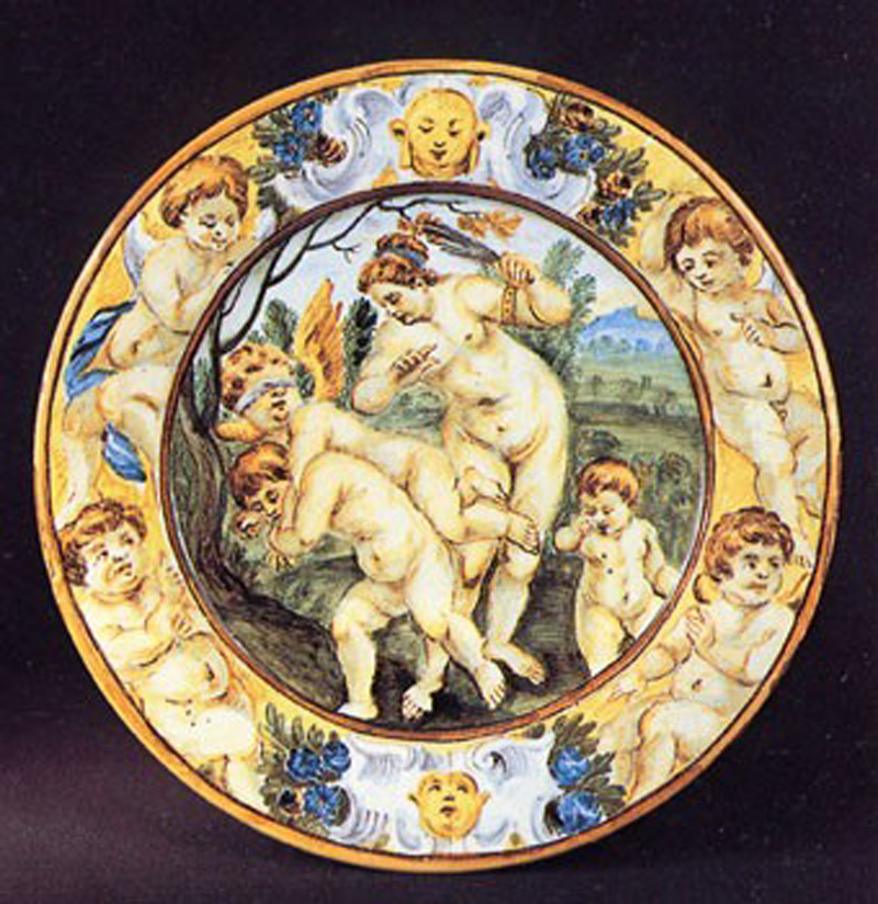 Venere punisce Cupido (piatto) di Gentili Giacomo il Giovane (prima metà sec. XVIII)