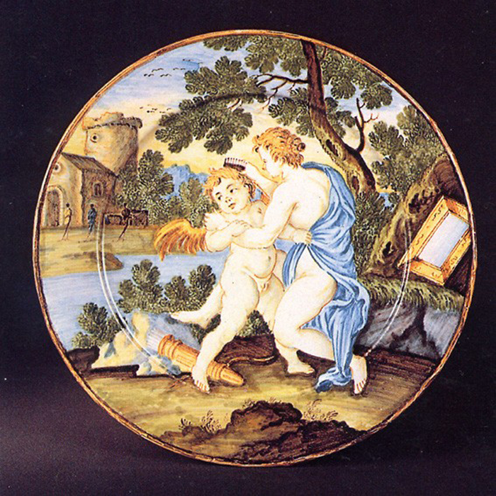 Venere e Cupido (piattino) di Gentili Giacomo il Giovane (prima metà sec. XVIII)
