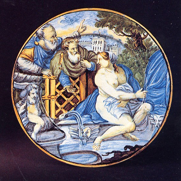 Susanna e i vecchi (piattino) di Gentili Giacomo il Giovane (prima metà sec. XVIII)
