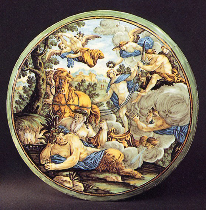 scena mitologica (piatto) di Gentili Carmine (sec. XVIII)