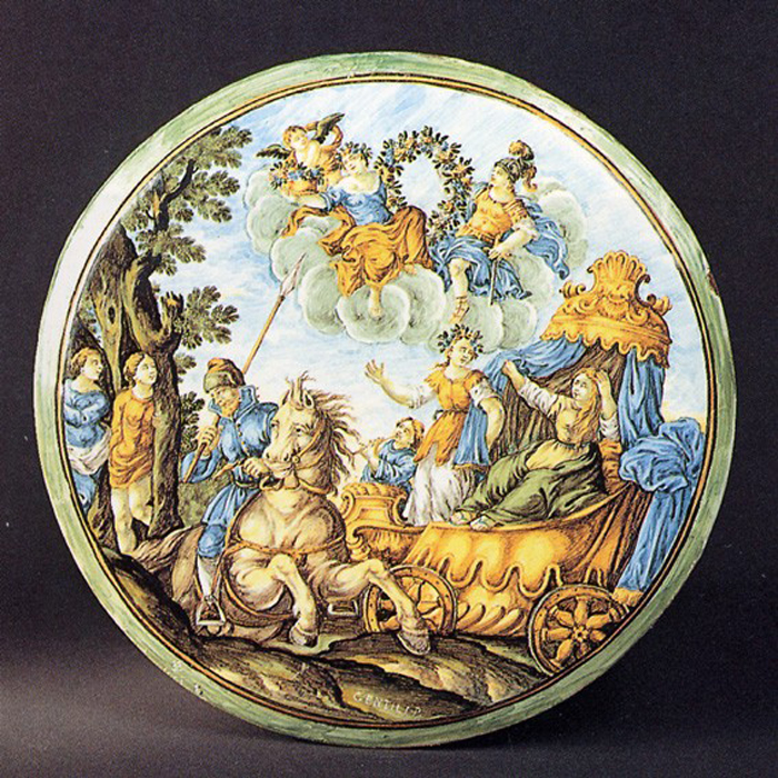 scena mitologica (piatto) di Gentili Carmine (sec. XVIII)