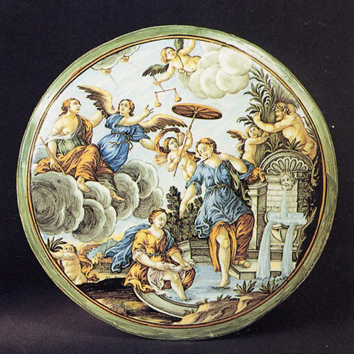 figure allegoriche femminili (piatto) di Gentili Carmine (sec. XVIII)