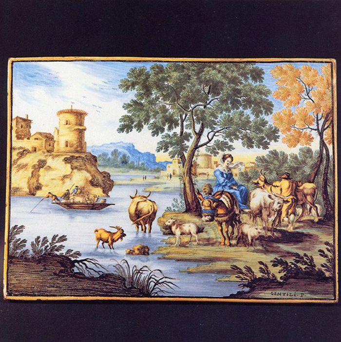 paesaggio (mattonella) di Gentili Carmine (prima metà sec. XVIII)
