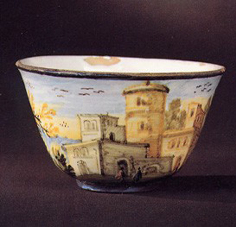 paesaggio con architetture (tazza) di Gentili Carmine (sec. XVIII)