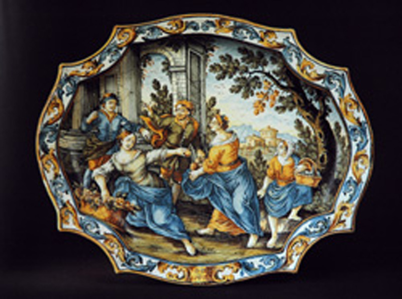 scena campestre con figure (vassoio) di Gentili Berardino il Giovane (metà sec. XVIII)