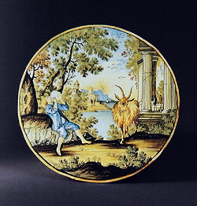 scena campestre con figure (piatto) di Gentili Berardino il Giovane (seconda metà sec. XVIII)